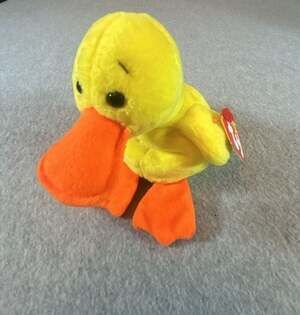 Vintage 1993 Ty Beanie Baby Quackers the Duck Plush with Hang Tag